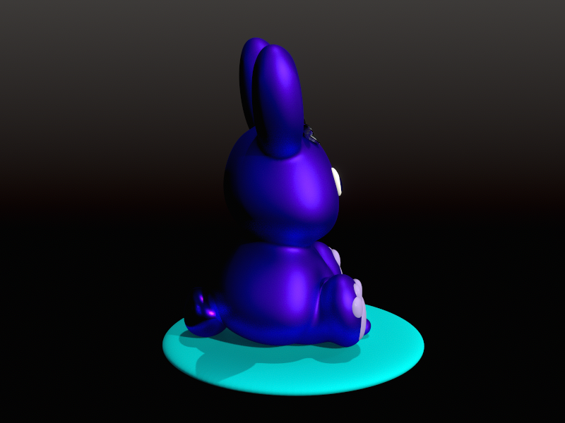 Three-quarter view of the stylized bunny sculpt