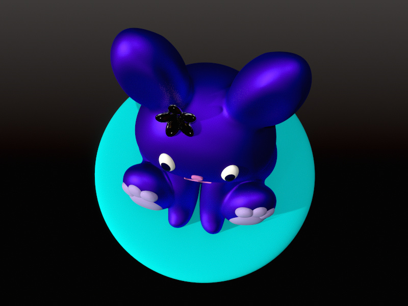 Top-down view of the bunny showing the flower detail on its head