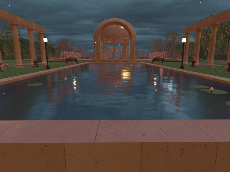 Reflecting pool overlooking gazebo
