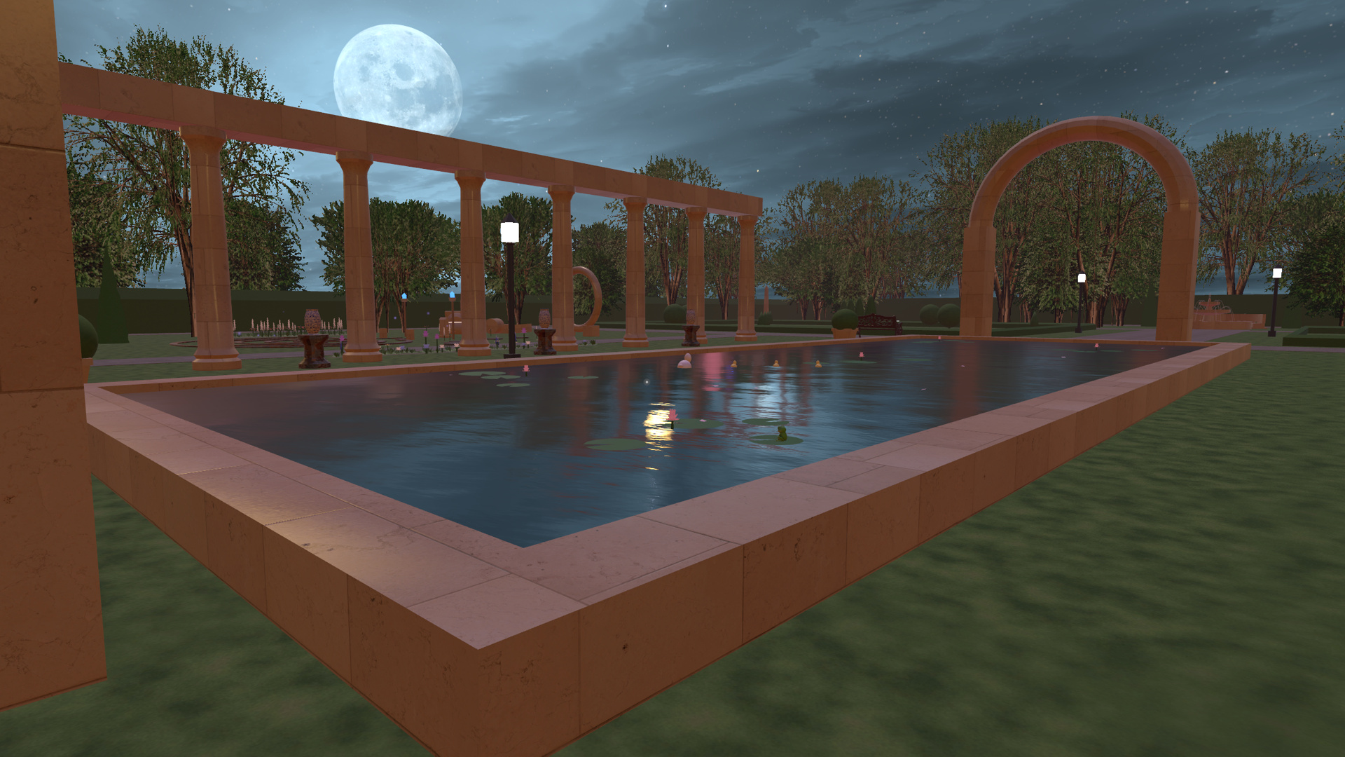 Reflecting pool of Greek garden