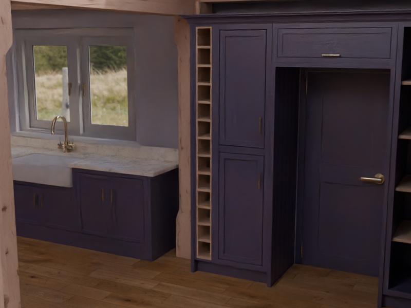 Kitchen sink, cabinetry and wine rack