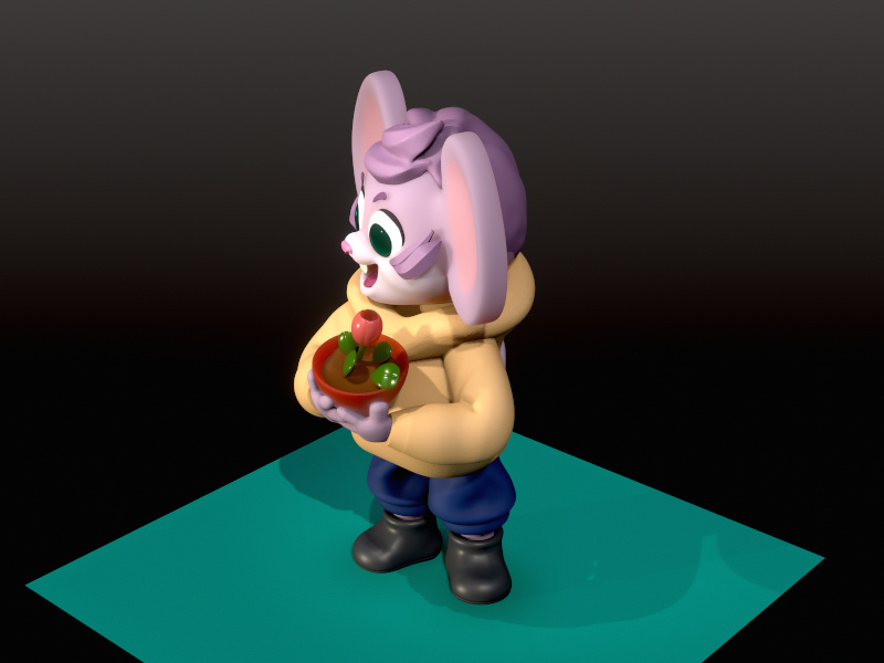Close-up front view of the chibi mouse character