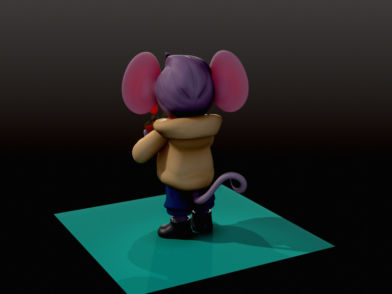 Back view of the chibi mouse showing its ears and tail