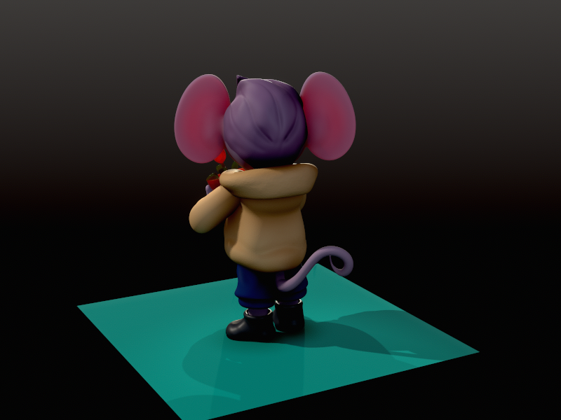 Back view of the chibi mouse showing its ears and tail